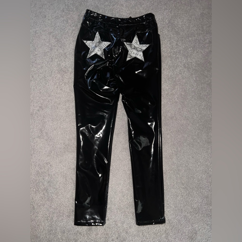 Black shiny patent leather pants NWT